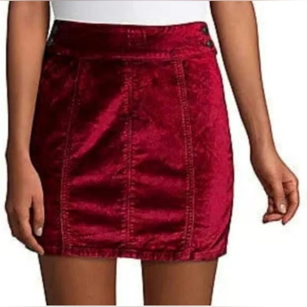 NWT Free People Velvet Retro Mini Skirt with Back Zipper - Picture 1 of 7